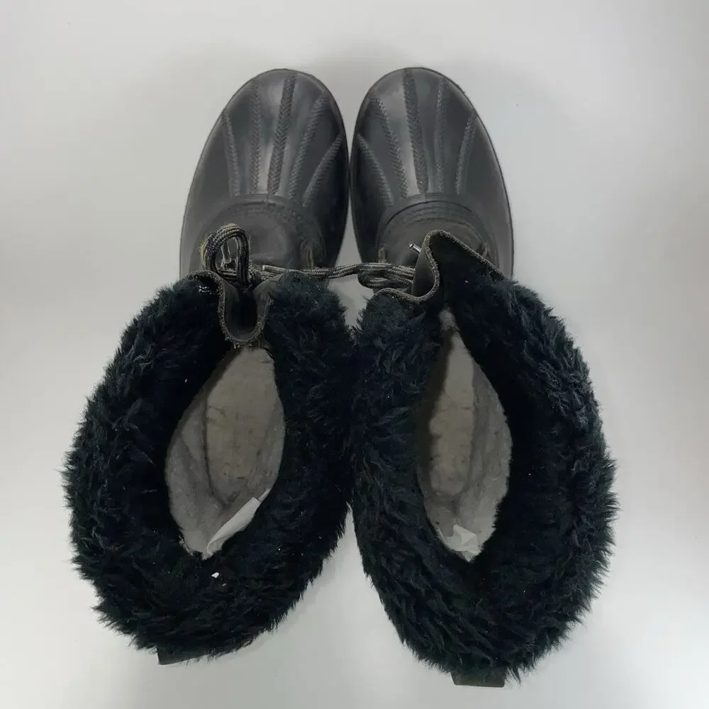 Sorel Caribou Winter Boots Mens Size 10 Waterproof Black Leather Lined Lace Up